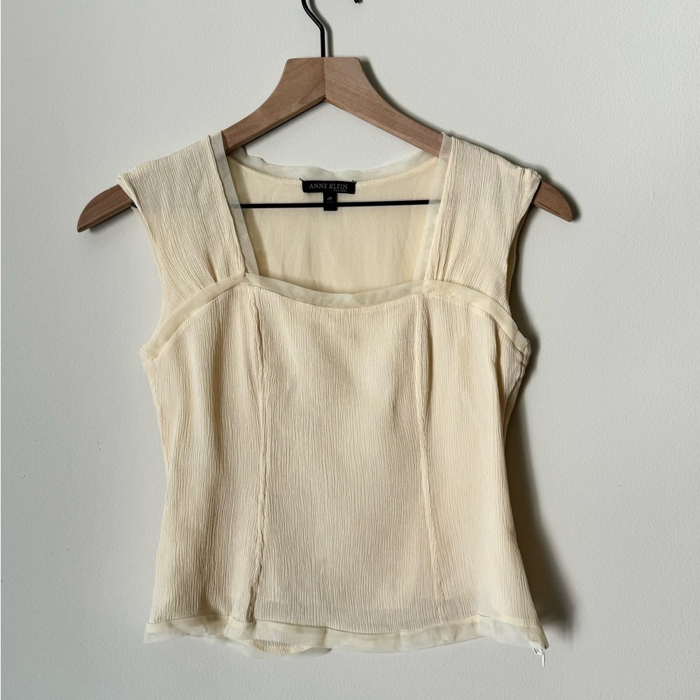 Vintage Anne Klein Blouse - Size 2P, 100% Silk